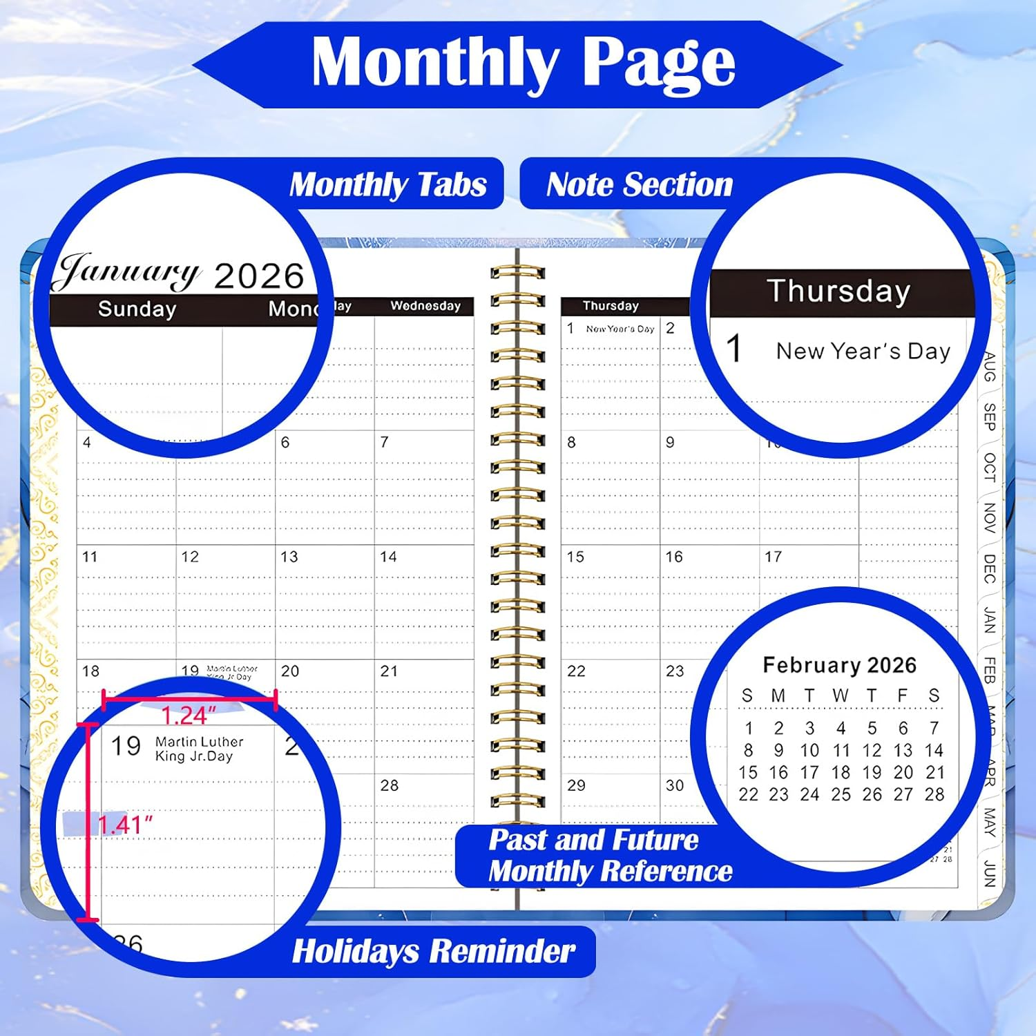 Academic Diary Planner 2025-2026, JUL 2025-JUN 2026 Weekly and Monthly Planner, A5 Daily with Twin-Wire Binding, Back Pocket, Premium Paper, 6.5X8.5In (A06, A06) image number 1
