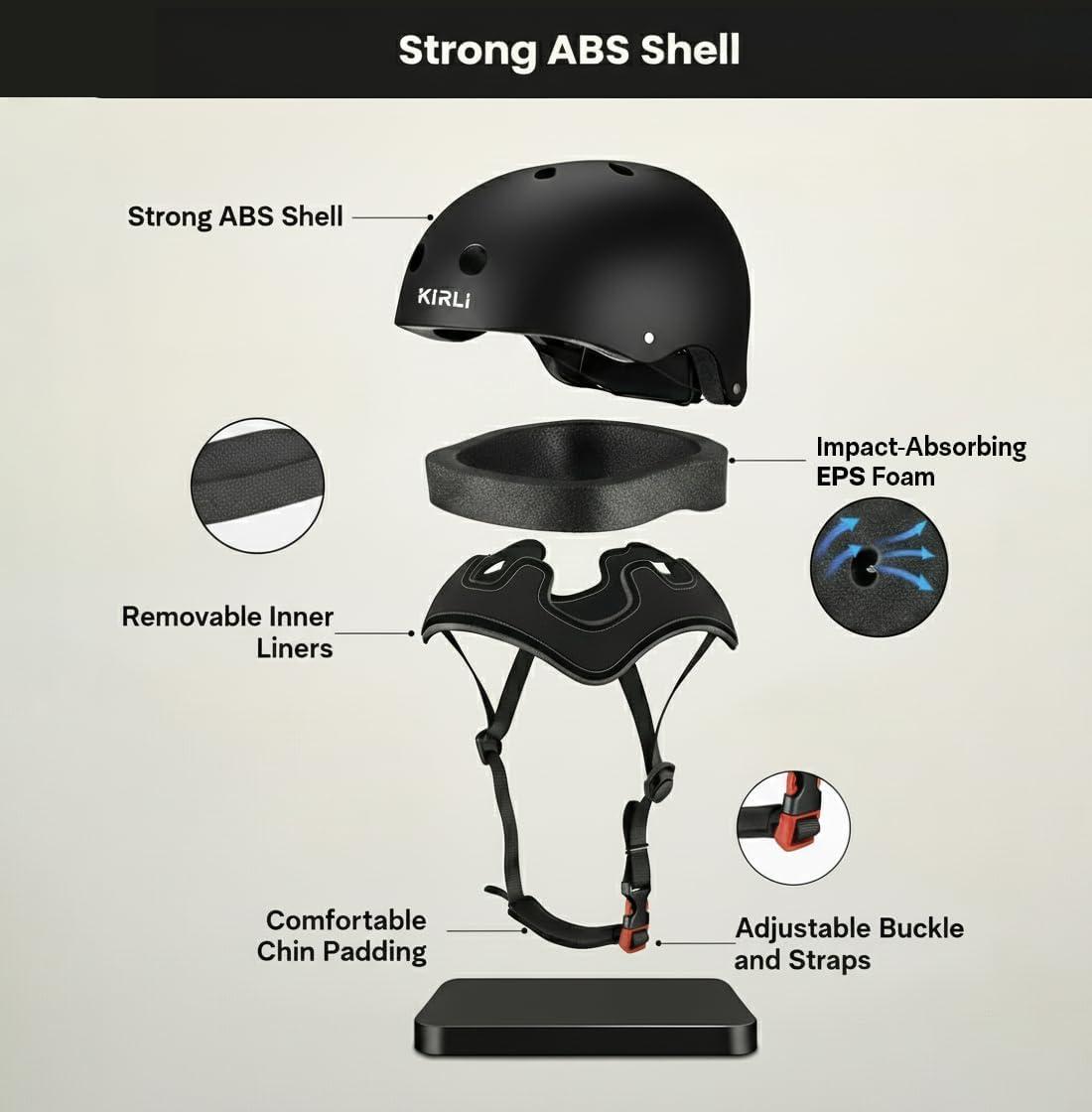 KIRLI Skateboard Helmet - Lightweight, Adjustable & Ventilated Helmet for Scooter, Roller Skate, Inline Skate