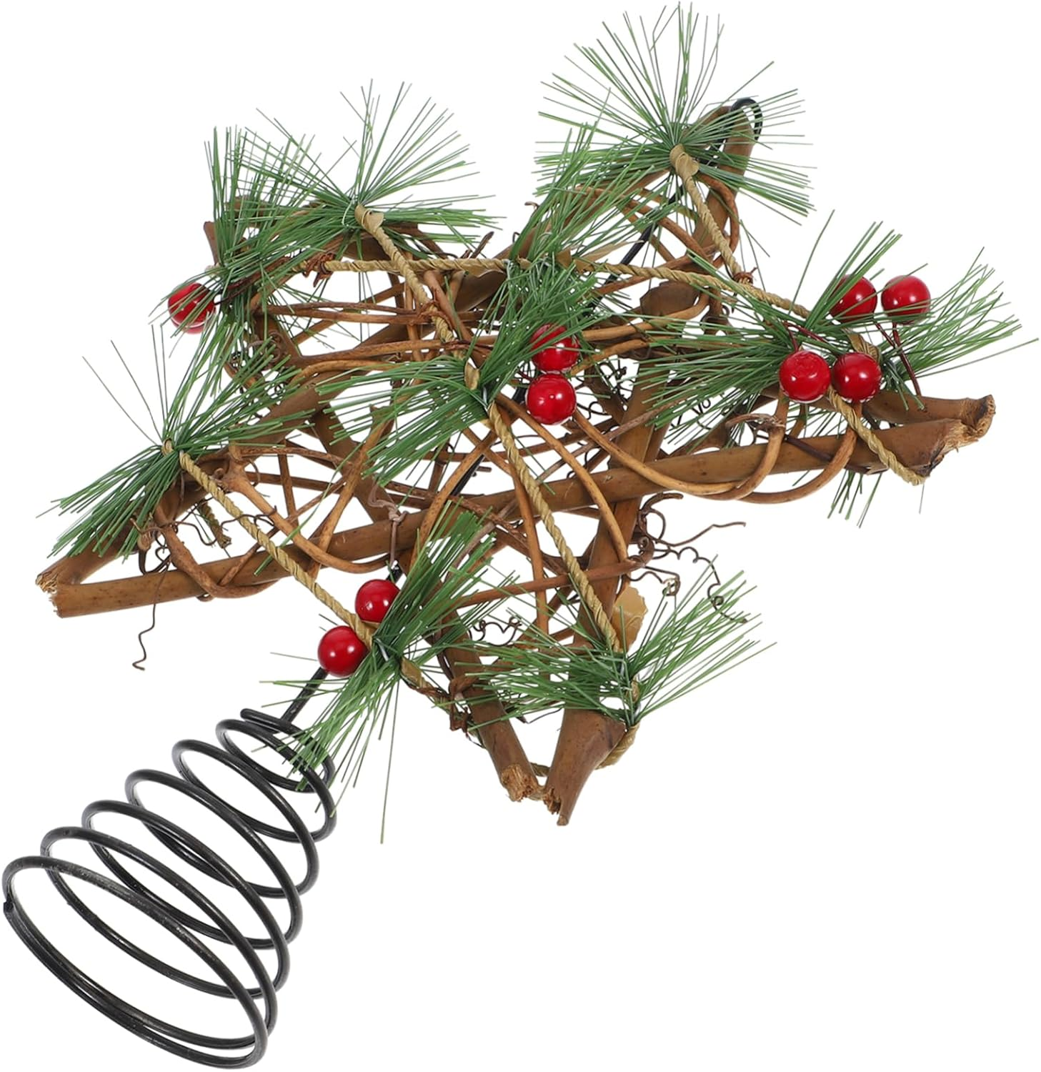 LED Wooden Christmas Tree Star Topper Five-Pointed Hollow Iron Ornament for Xmas Tree Adds Romantic Atmosphere