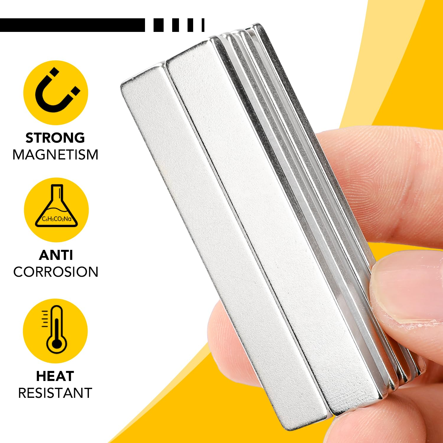 DIYMAG Strong Neodymium Bar Magnets with Double-Sided Adhesive, Rare Earth Neodymium Magnet - 60 X 10 X 3 Mm, Pack of 6 image number 4