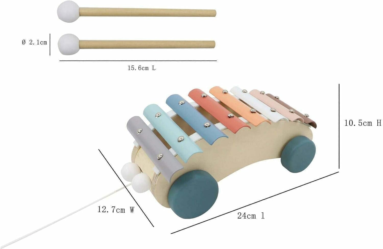 Kaper Kidz Calm & Breezy Pull along Xylophone Car Toy image number 6
