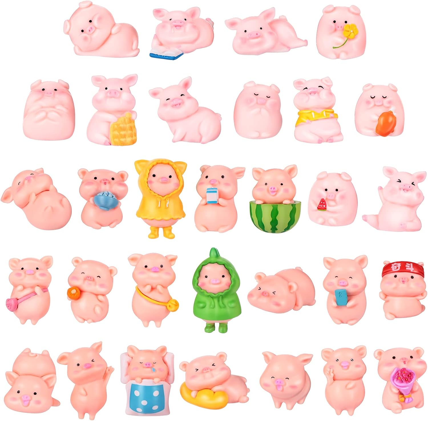 Maitys 31 Pieces Cute Pink Piggy Miniature Figurines Toys Pig Decor Toy Figurine Waterproof Tiny Party Decorations Mini Resin Garden for Cake Toppers Moss Landscape DIY Terrarium Crafts image number 4