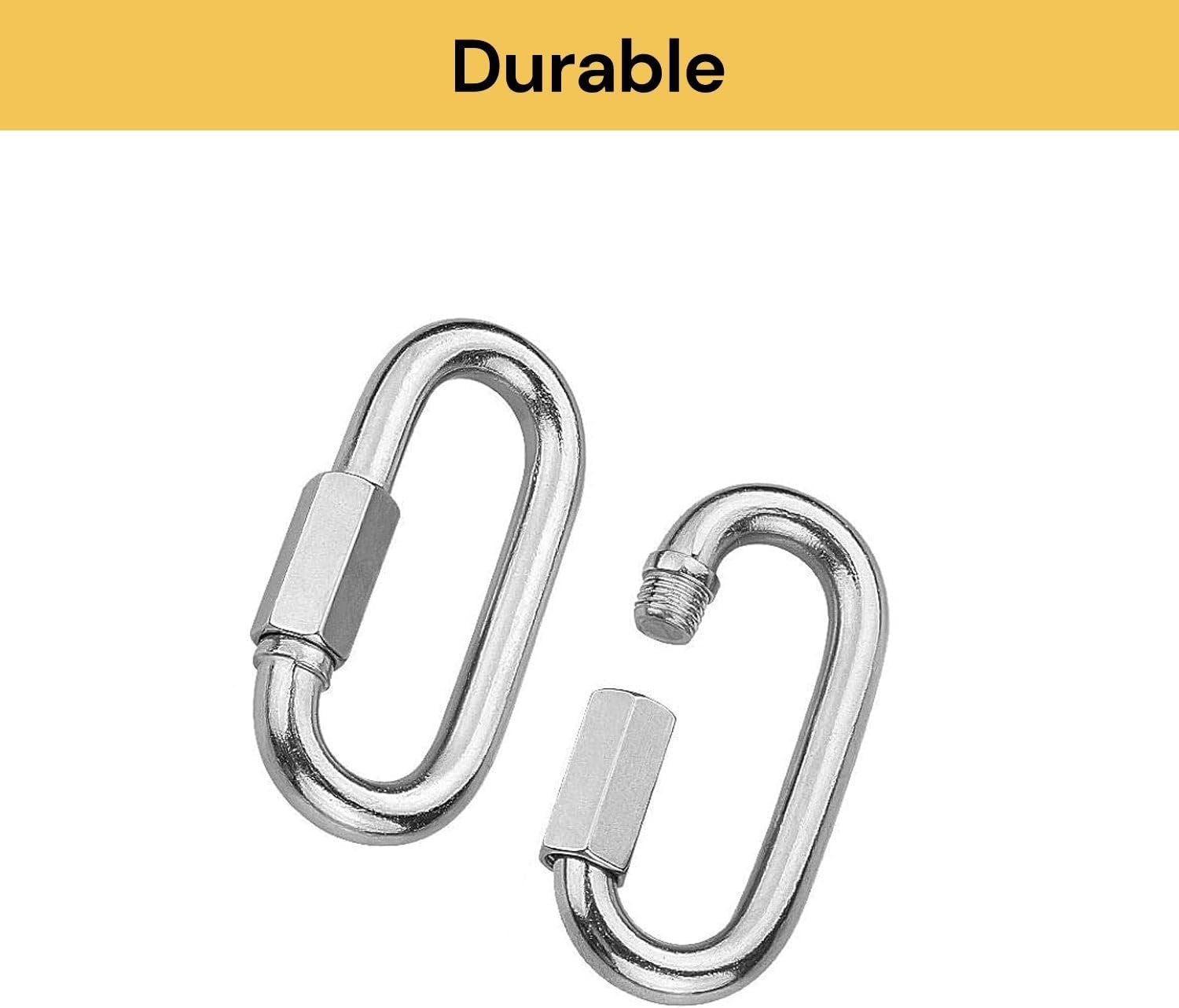 EZONEDEAL M12 Sports Carabiner, Heavy Duty Climbing Clip, Multipurpose Locking Carabiner, Large Steel Hammock Hooks, Oval Shape image number 2