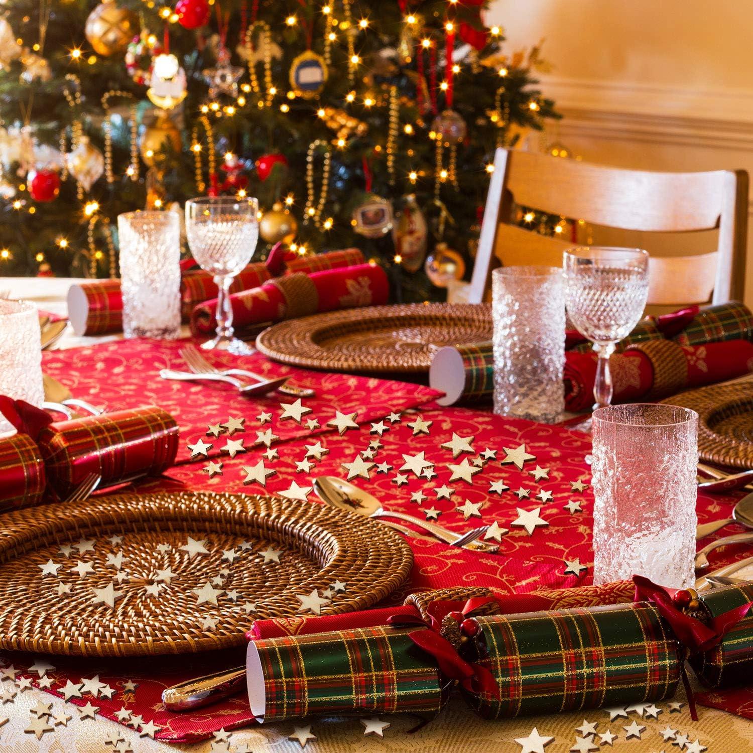 BBTO 400 Pieces Mini Wooden Stars for Crafts Mixed Size Bulk Small Wood Stars Cutout Ornaments Slices Embellishments Tags for DIY Crafts Wedding Party Christmas Decoration