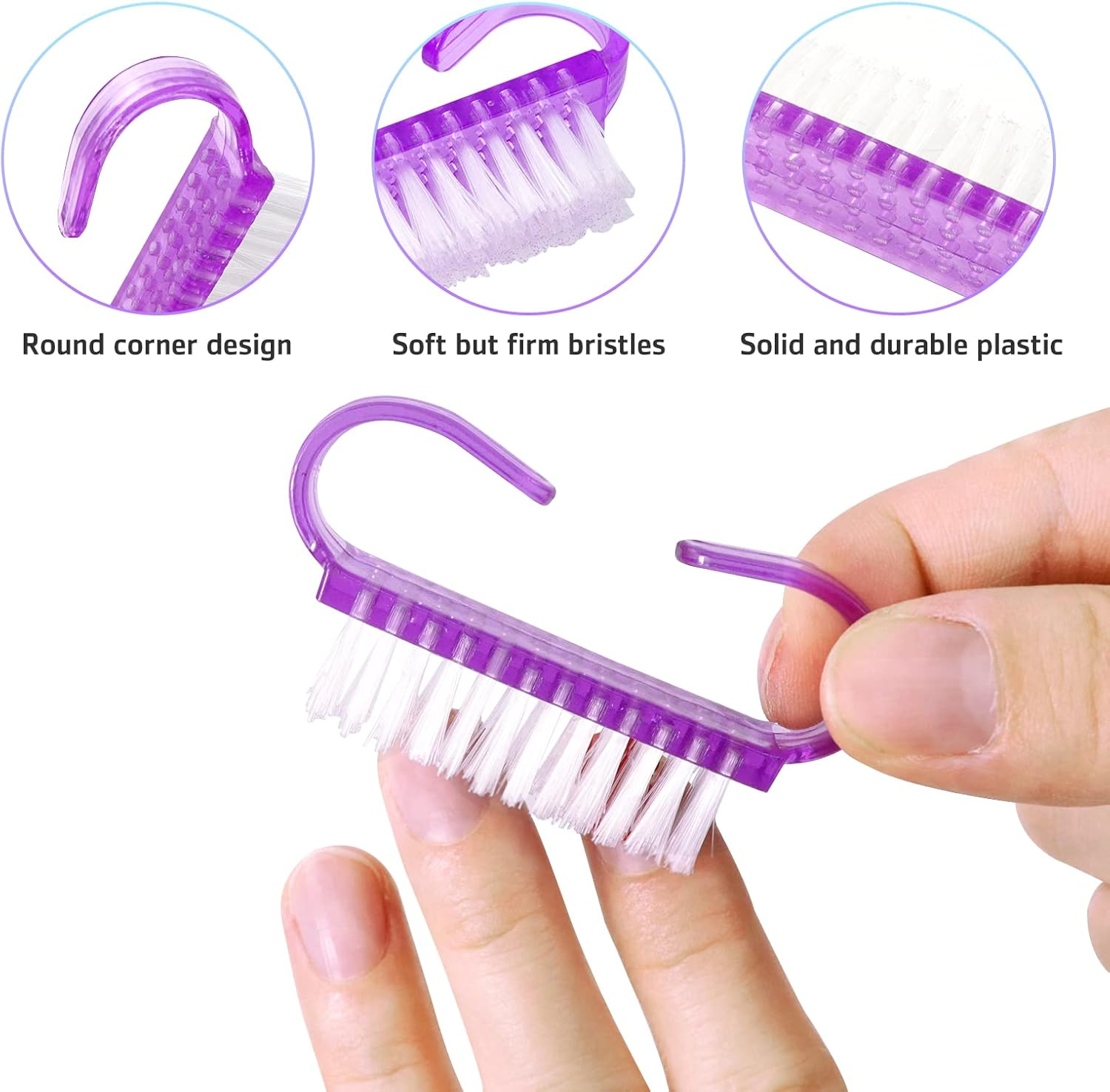 Nail Brush, 6 Pcs Nail Clean Brush, Plastic Handle Nail Finger Tip Scrubbing Brushes for Nails, Garden, Home & Salon Use image number 2
