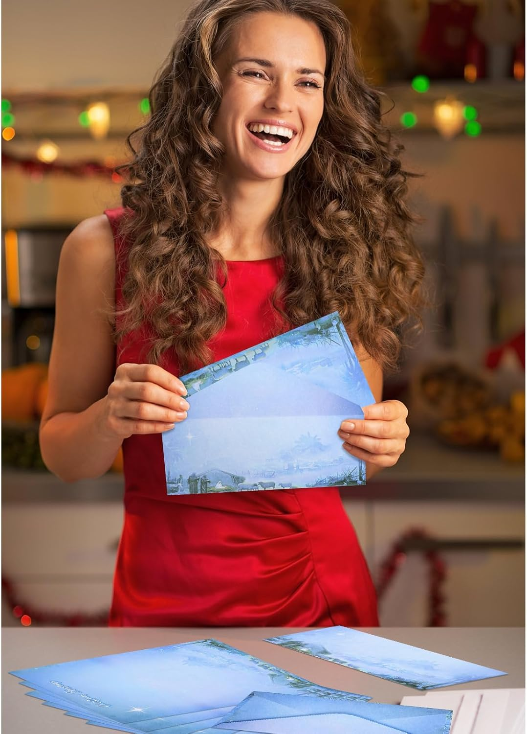 80 Sets "Wondrous Light" Religious Christmas Paper with Envelopes Nativity Scene Christmas Stationery Paper Christmas Holiday Letterhead Paper for Letter Writing Notes Greeting Card Invitation image number 2