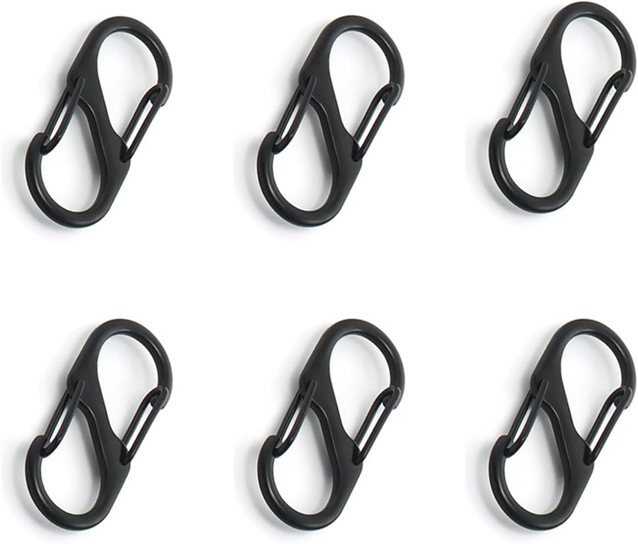 S Carabiner,Black Double Sided S Biner Keychain 6 Pieces Stainless Zipper Clips anti Theft for Keys Backpacks