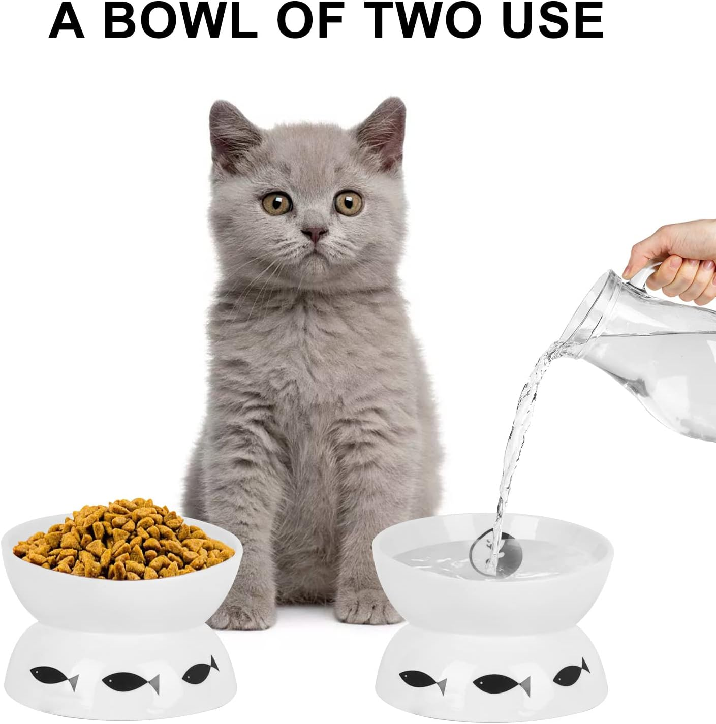 Vencer Cat/Small Dogs Slow Feeding Bowls, Raised Cat/Dog Food Bowl/Water Bowl,Elevated Cat Dog Dish,Pet Bowls for Cats or Small Dogs,Vcb-005 image number 4
