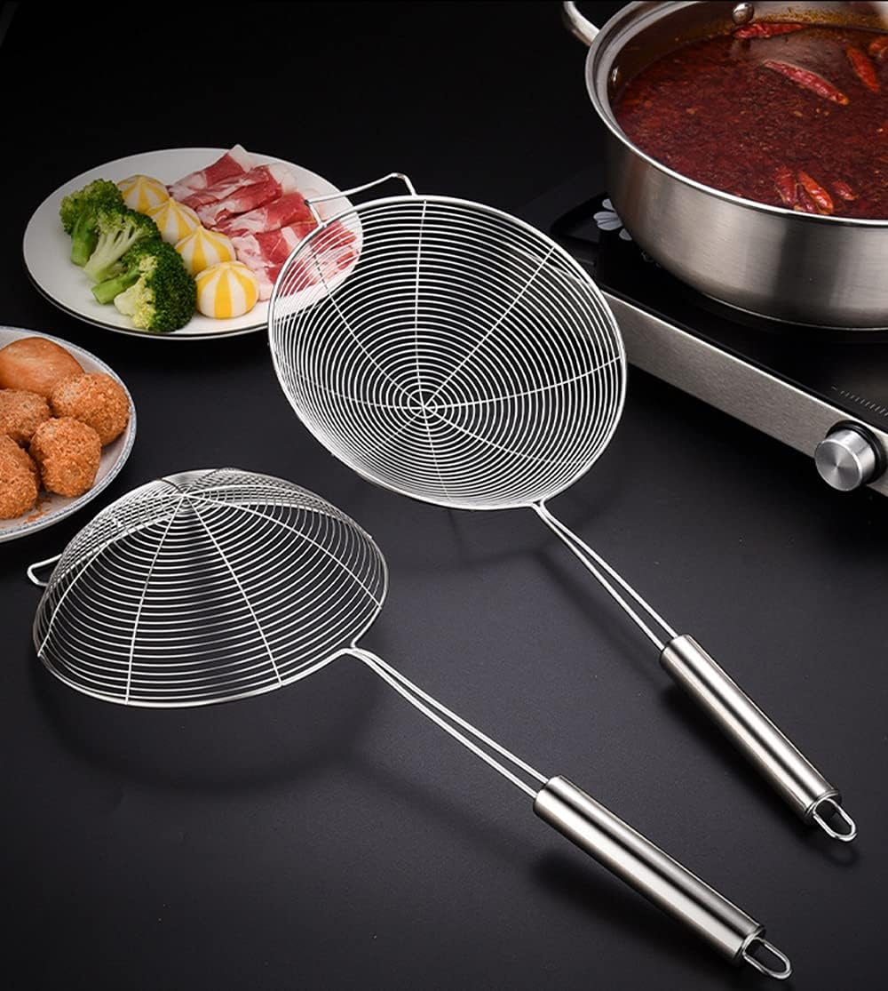 Tongke Stainless Steel Skimmer Spider Strainer, Wire Skimmer with Spiral Mesh, Frying Spoon with Handle for Kitchen Deep Fryer (7 Inch) image number 1