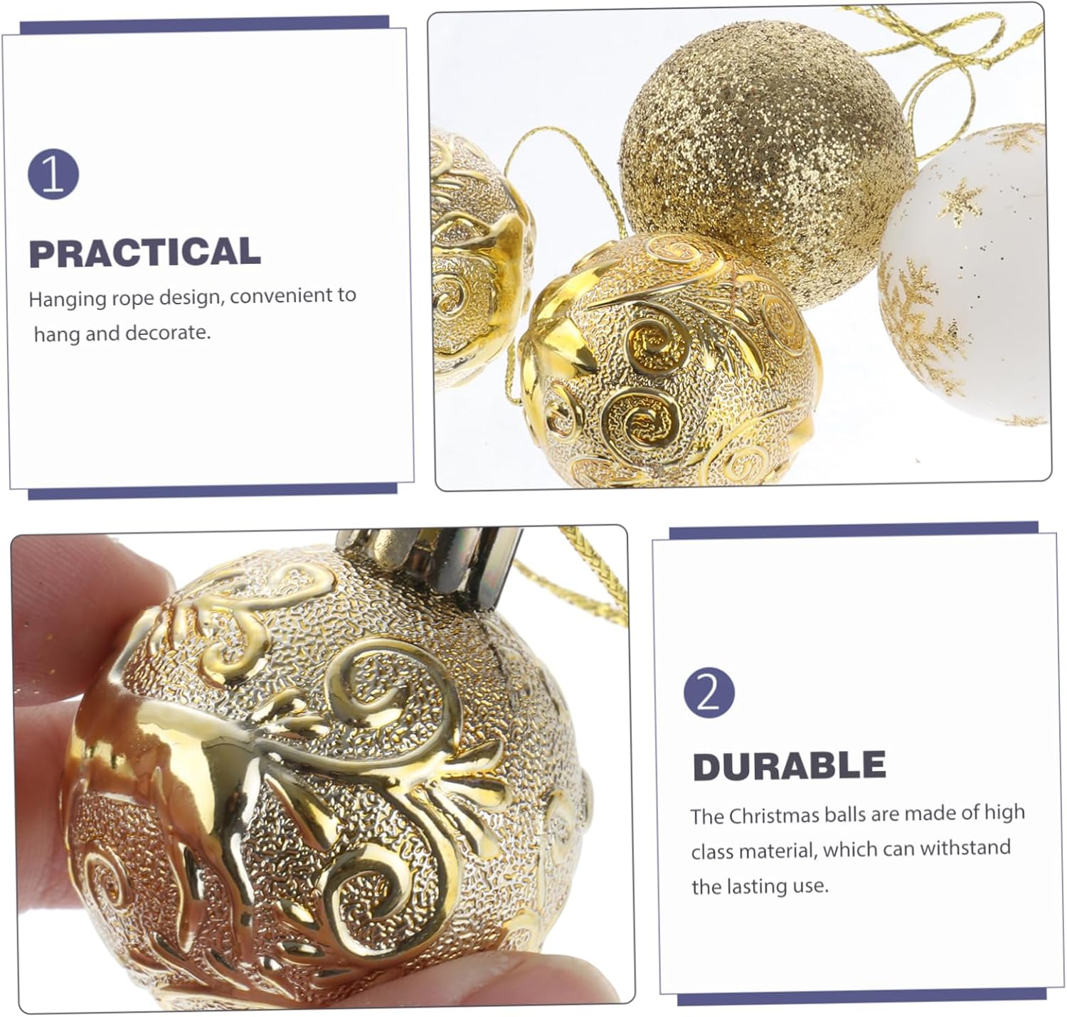 STOBAZA 30Pcs Shiny Christmas Tree Balls Xmas Ornaments for Holiday Decor and Festive Scene Random Colors for Parties and Family Celebrations image number 4