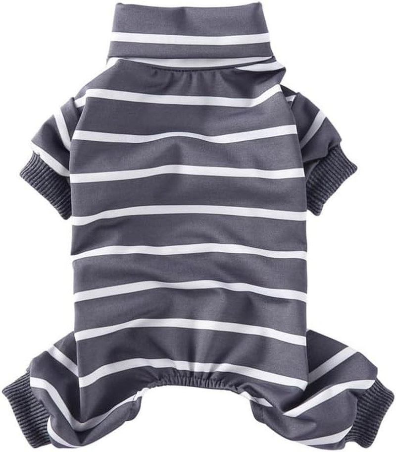 Striped Dog Pajamas for Small Dog Cooling Puppy Pullover Jumpsuit Stretchable Breathable Pet Pjs Summer Spring Pyjamas (Grey, XL) image number 4