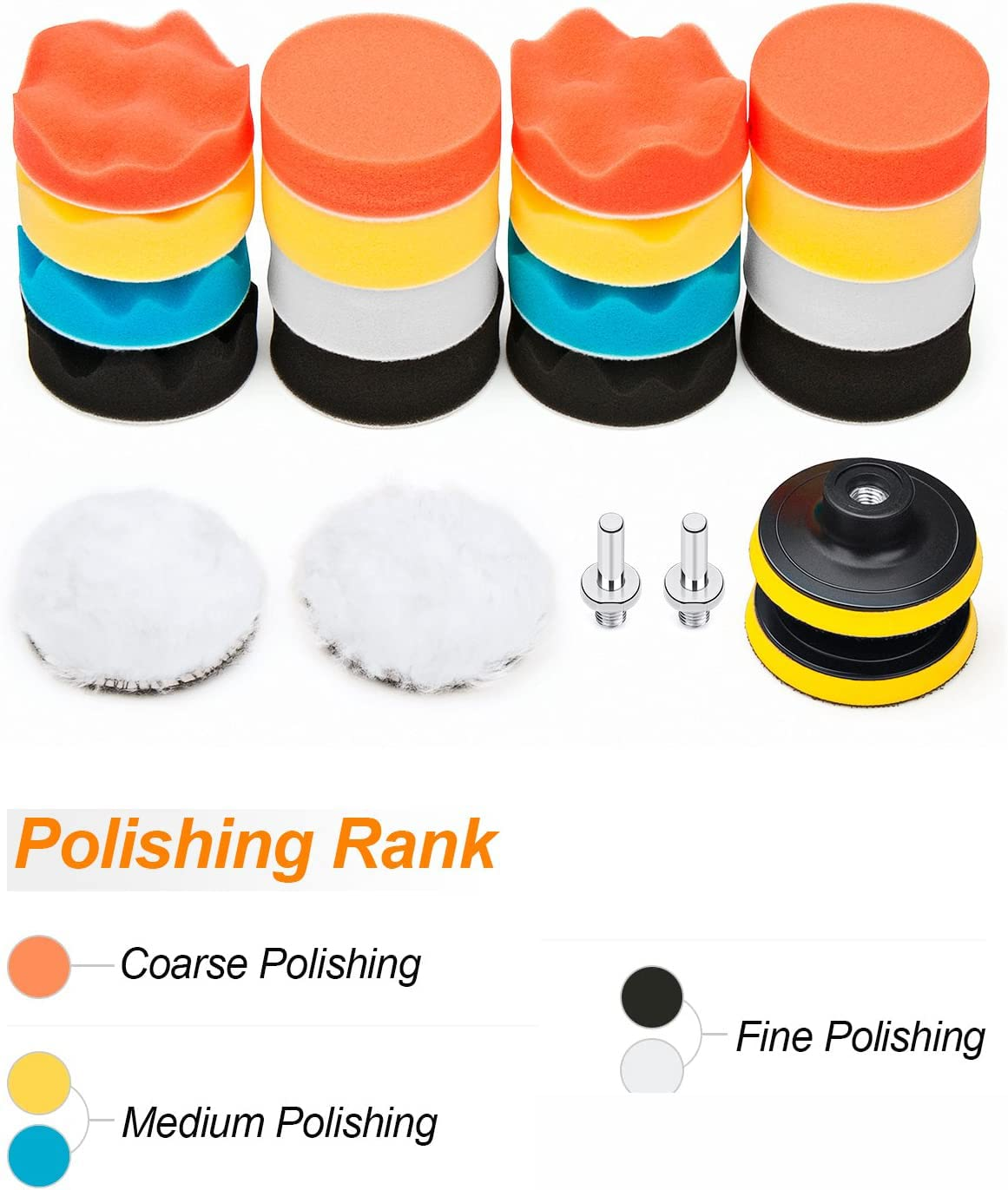 22 PCS Car Foam Drill Polishing Pad Kit, 3 Inch Buffing Pads Car Care Polisher Waxing Polishing image number 6