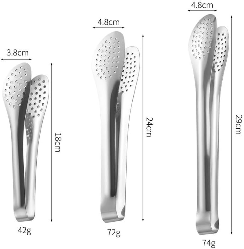 Stainless Steel Tongs Set (7/9/11 Inch) - Heavy Duty Kitchen & BBQ Tongs for Cooking, Grilling, Frying, Baking, Salad, Buffet - Dishwasher Safe, Serving Tongs for Food (Silver, One Size) image number 4