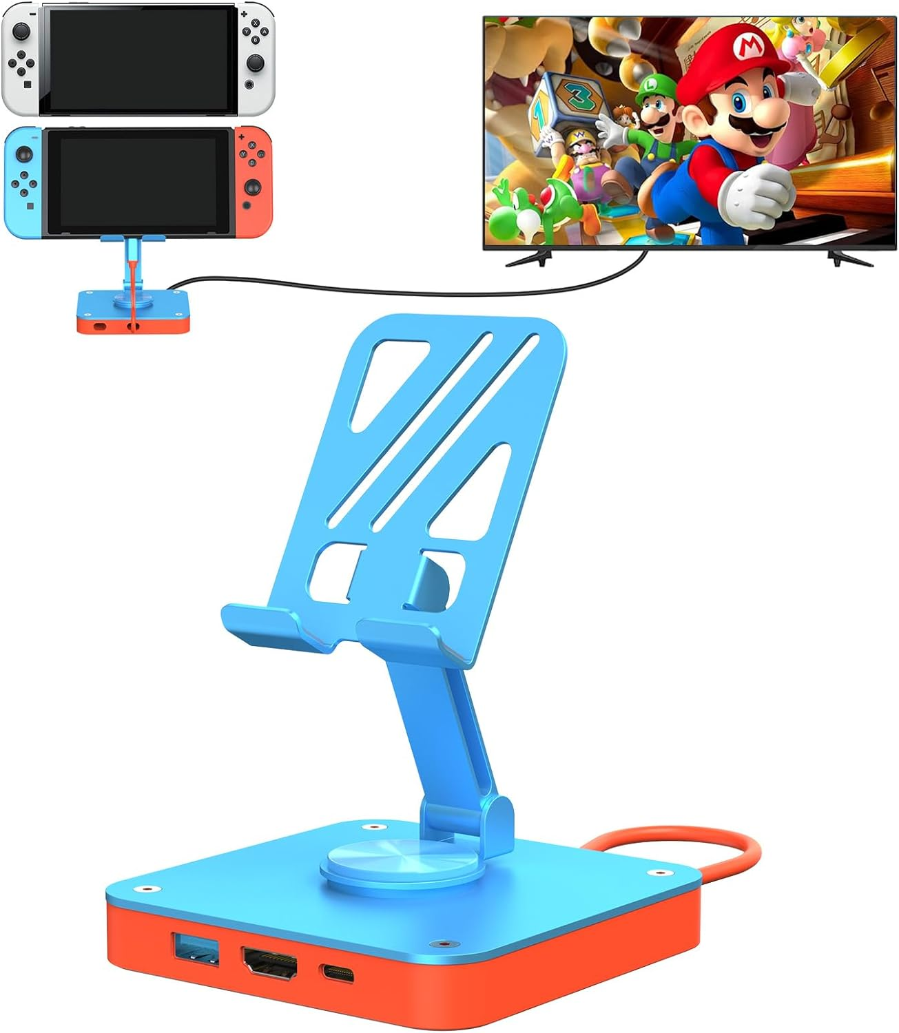 GOPALA Switch Dock: Adjustable Stand for Nintendo Switch/Oled/Steam Deck/Ipad Pro/Macbook/Dell/Hp - 4K/1080P Replacement Docking Station image number 6