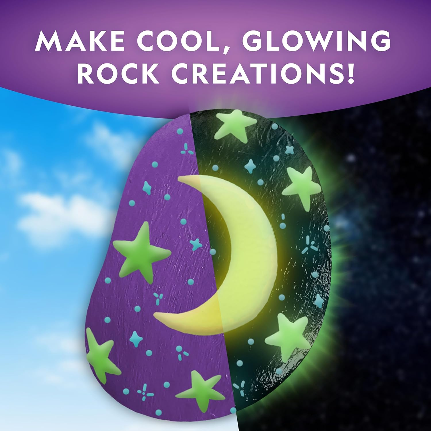 National Geographic Glow in the Dark Rock Painting Kit - Arts & Crafts Kit for Kids, Decorate 15 River Rocks with 15 Paints & Art Supplies, Kids Craft image number 6