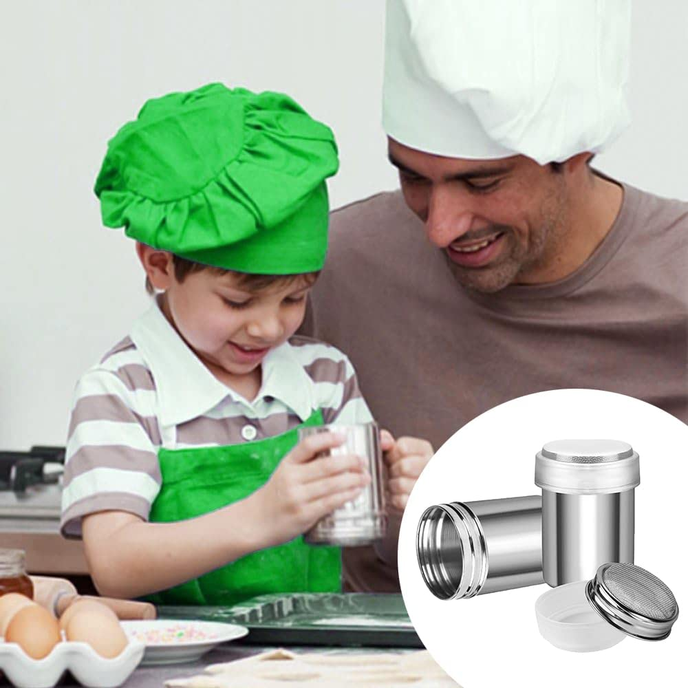 Powder Sugar Shaker Duster,2Pcs Stainless Steel Chocolate Dusters,Stainless Fine Mesh Shaker,Mesh Cans,Stainless Shaker,Coffee Cocoa Cinnamon with Lid image number 5