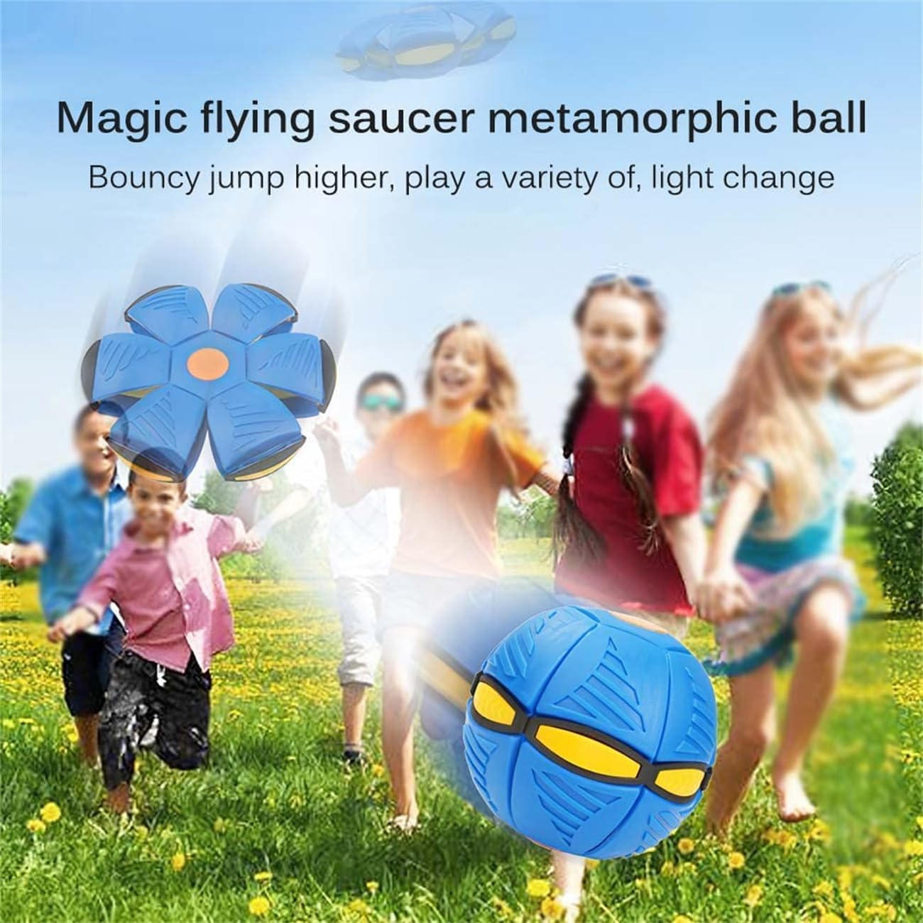 Pet Toy Flying Saucer Ball for Dogs, Portable Flying Saucer Toys, Stomp Magic Ball, Magic Creative Decompression Balls for Pet - Blue image number 4