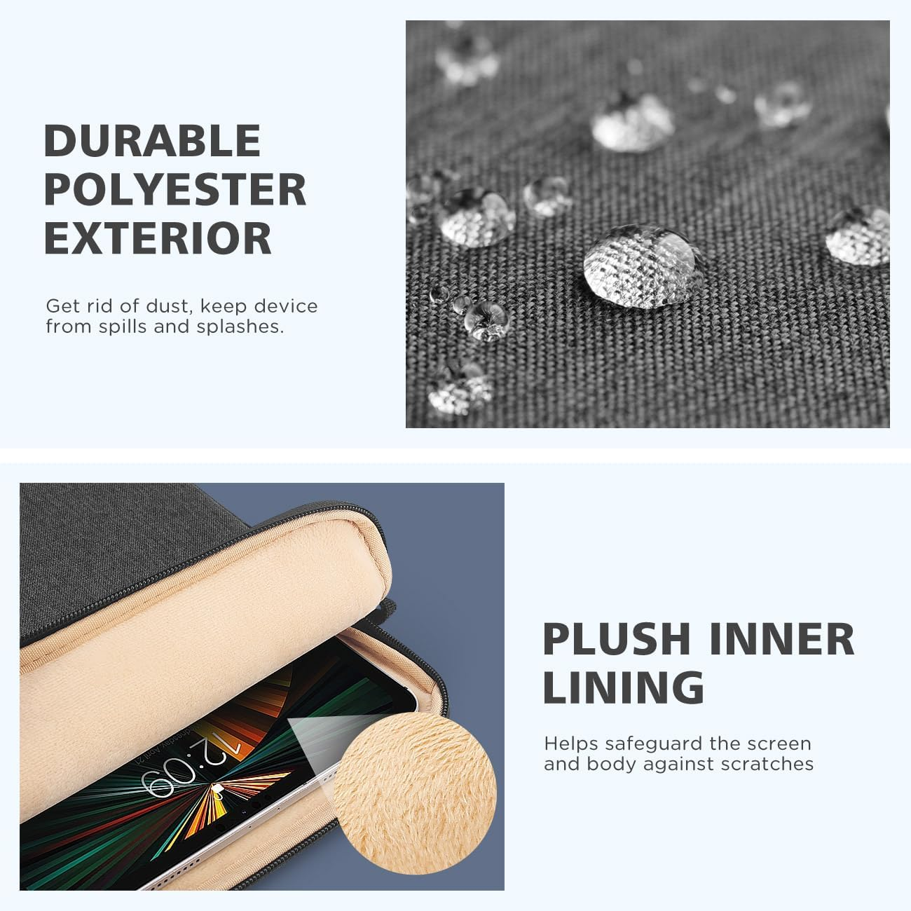 NIDOO Tablet Sleeve 10 Inch Laptop Sleeve Protective Carrying Case for Ipad Sleeve 10.2 10.9" / 11" Ipad Pro M2 / 10.9" Ipad Air Gen 4 5/10.5" Microsoft Surface Go 3 / Samsung Galaxy Tab A8 S6 S8 image number 3