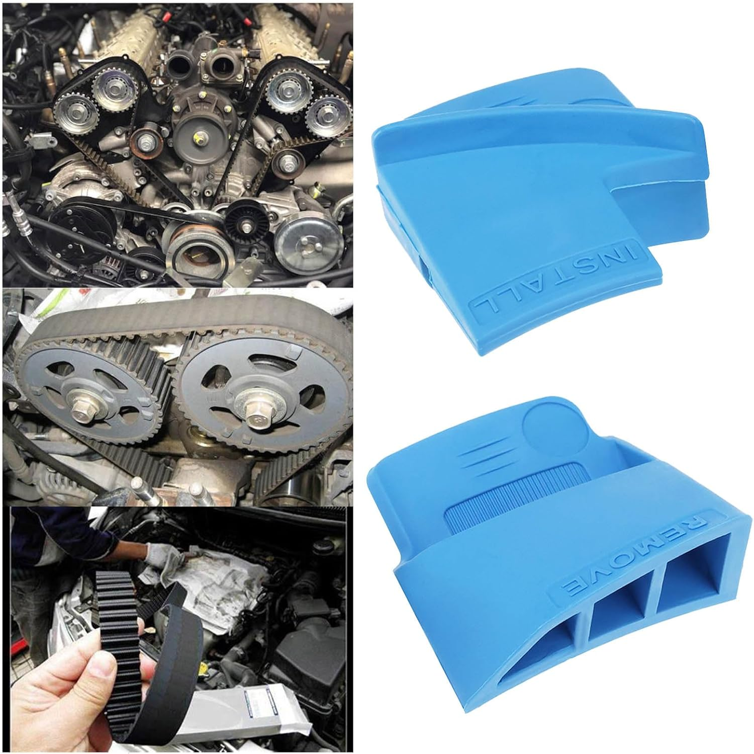 2 Sets Car Elastic Belt Support Block Disassembly Assembly Tools V Shaped Nylon Belt Disassembly Assembly Tool Kit Blue image number 4