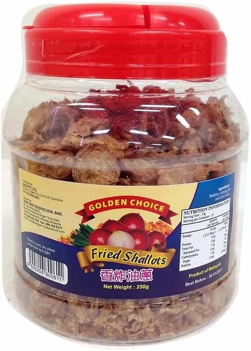 Golden Choice Fried Shallots | Crispy Onion Flakes for Salad Toppings, Asian Food and | 250 G