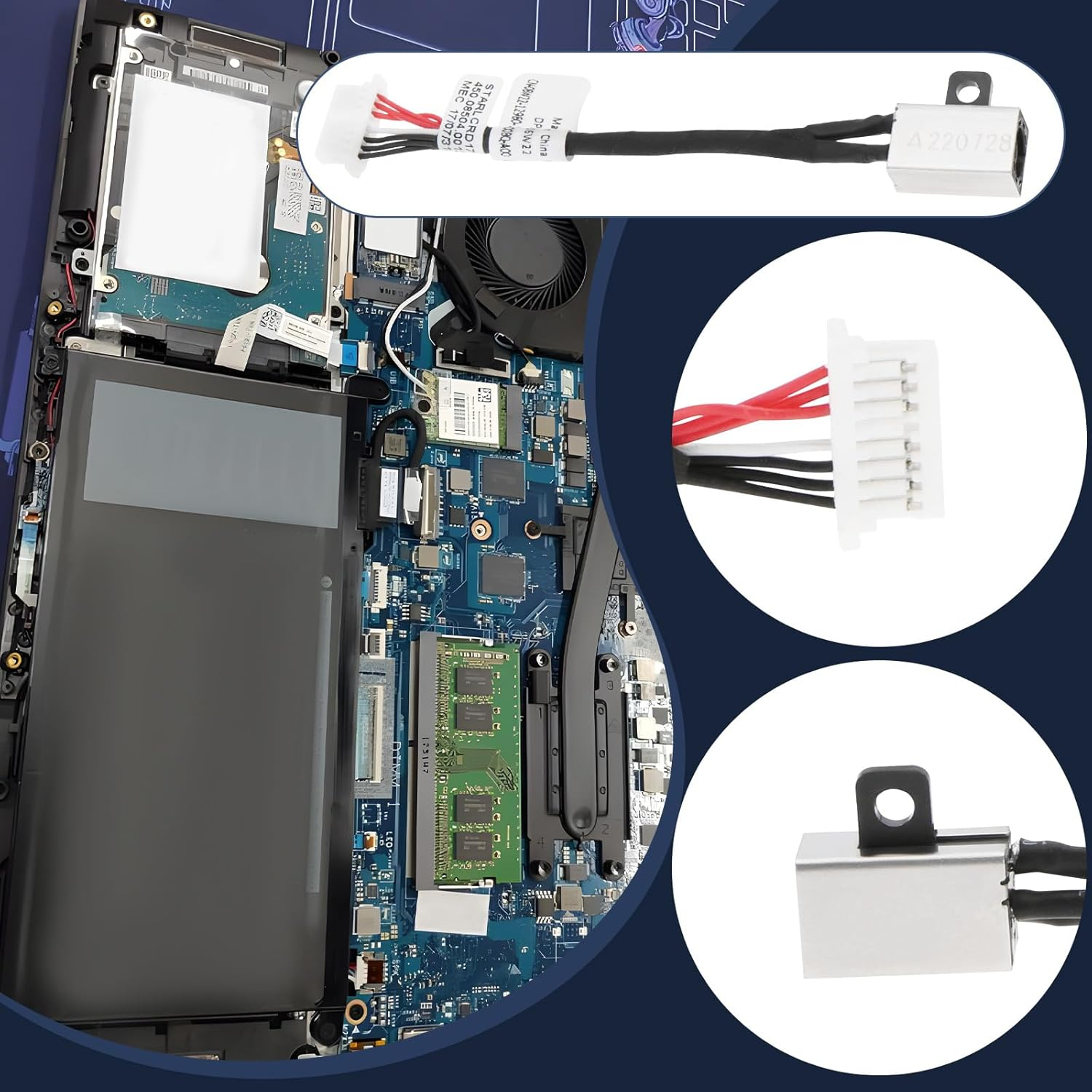 Ecsing 2PCS Power Jack Connector Cable 06VV22 0ND3N8 DC Charging Port Cable Compatible with Dell Inspiron 7586 7786 2-In-1 13-7390 7391 17-7791 Series Laptop image number 1