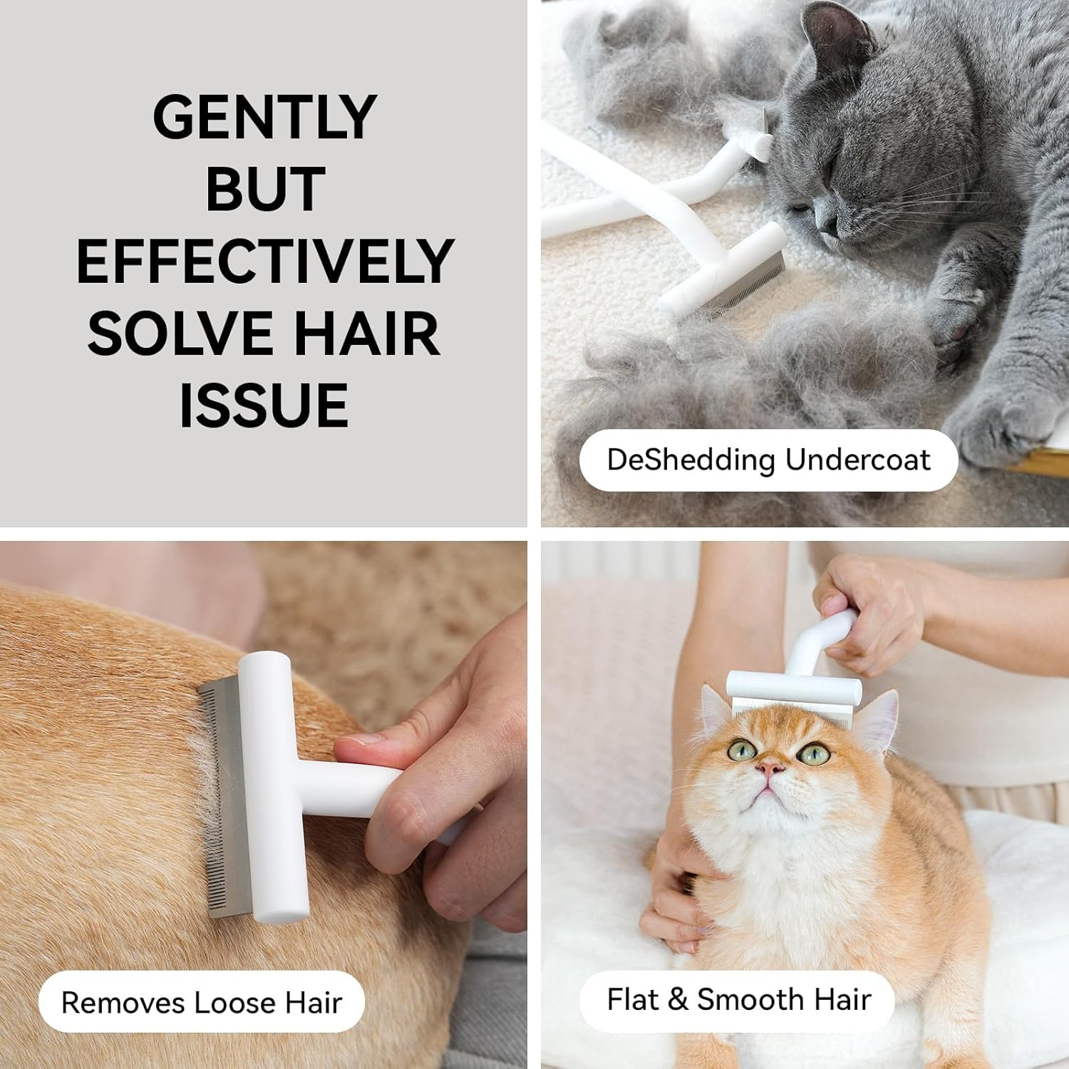 Aumuca Pet Deshedding Tools for Short Haired Dogs & Cats, Highly Deshedder Grooming Brush image number 3