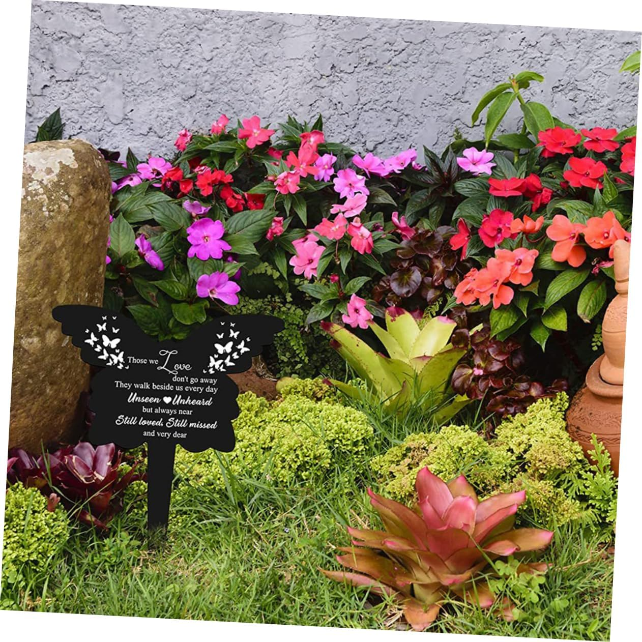 Yardenfun Memorial Butterfly Stake Cemetery Decoration Outdoor Garden Stake Acrylic Butterfly Lawn Ornament Grave Memorial Plaque for Cemetery and Yard Use image number 5