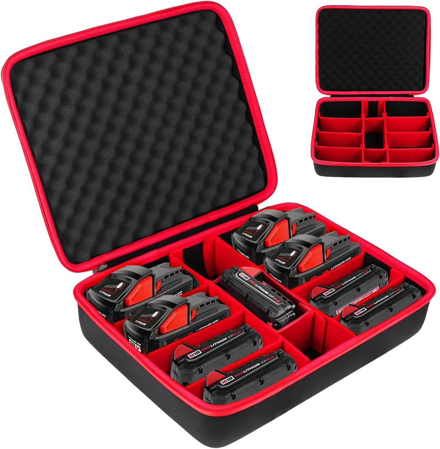 Khanka Hard Battery Storage Box Holder, Carrying Case Replacement for Milwaukee M12 Battery and Charger - Holds 12V 2.0/3.0/4.0/5.0/6.0/6.5/8/9.0/12.0-Ah Battery, Charger (Case Only)