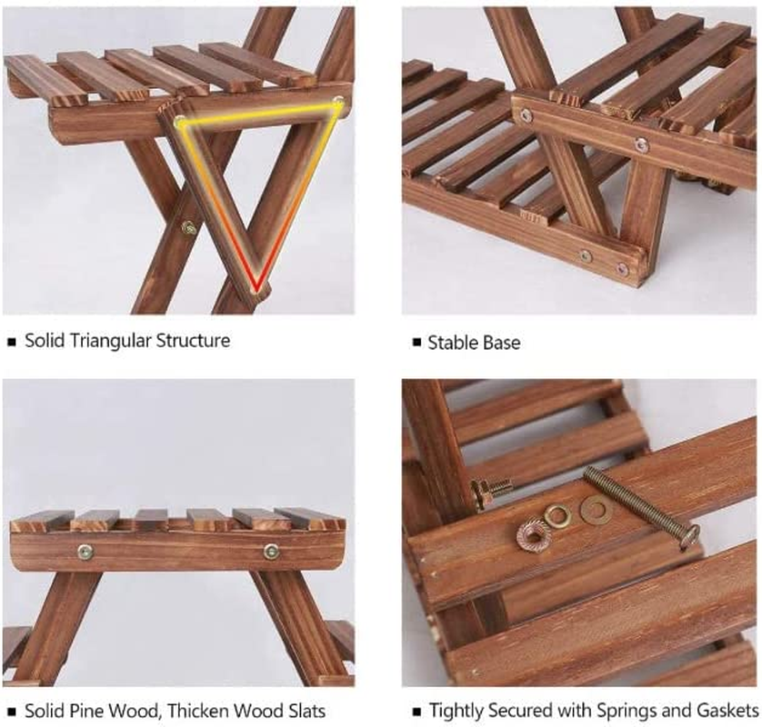 Heavy Duty Pine Wood Plant Stand Triangle In-Outdoor Flower Succulent Pots Shelf image number 5