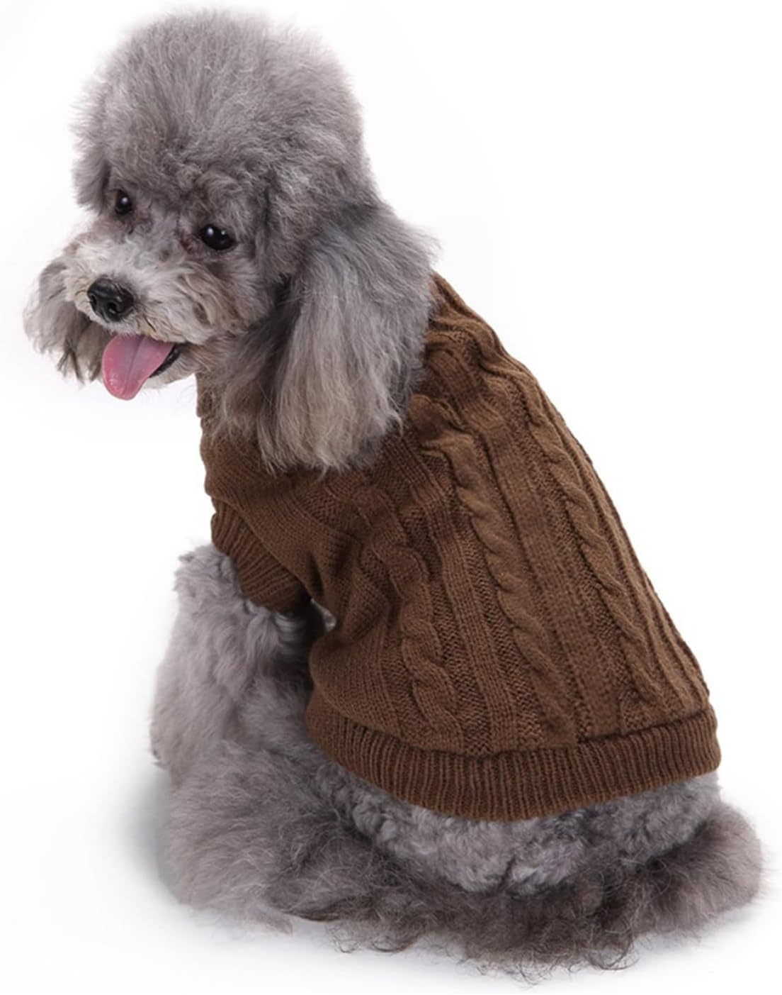 NACOCO New Classic Dog Sweater Cute Knitted Turtleneck Dog Sweater Warm Winter Clothes Coat Jumpers for Small Kitten Puppy Cat and Medium Dogs (Xx-Large, Brown) image number 5