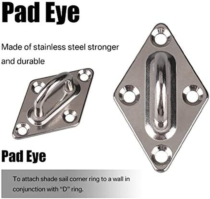 Sun Shade Sail Hardware Kit Triangle, 5 Inch 304 Marine Grade Stainless Steel for Rectangle and Square Sun Shade Sail Installation Accessory Heavy Duty Anti-Rust 24 Pcs image number 3