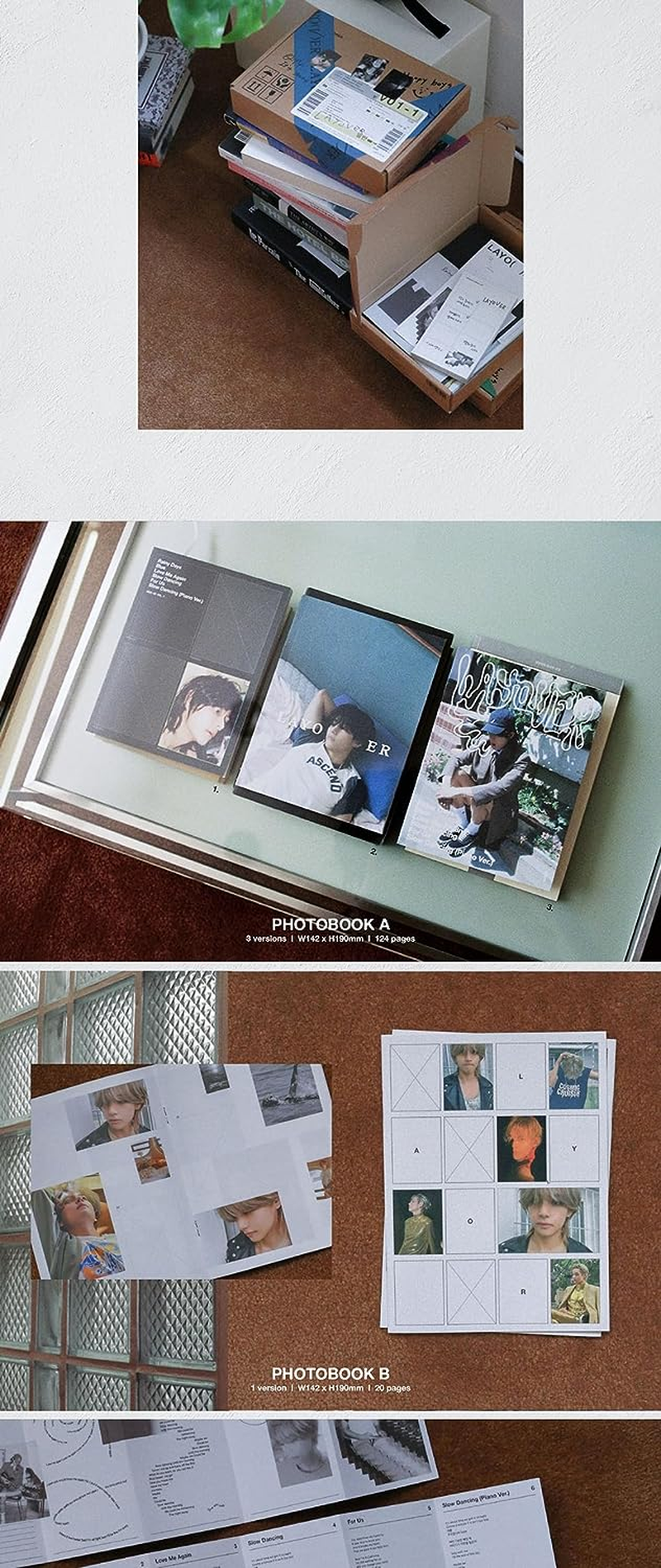 BTS V Layover 1St Solo Album Standard Random Version Outbox+Cd+124P Photobook A+20P Photobook B+12P Lyric Book+2P Postcard+5P Photocard+100P Checklist+2P Letter+Tracking Sealed image number 3