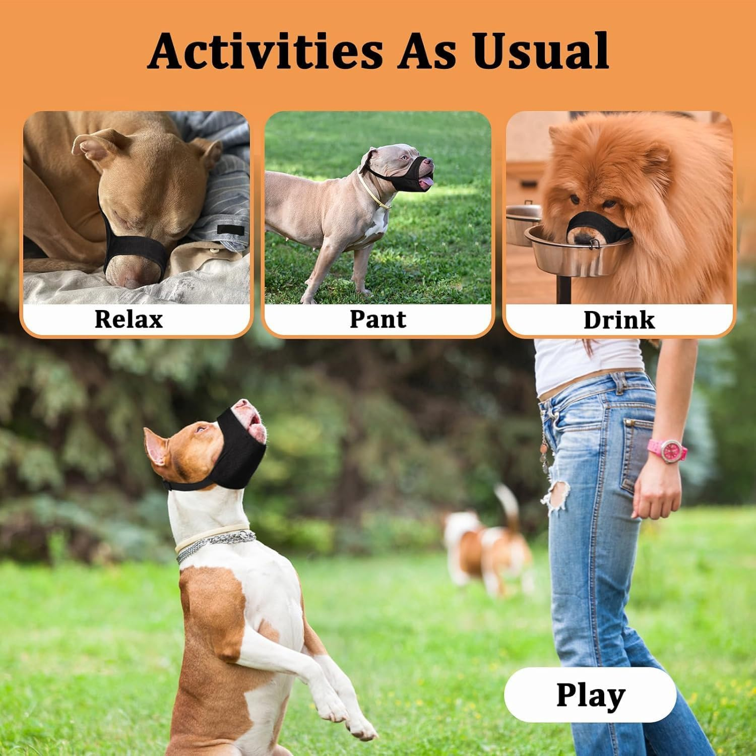 Short Snout Dog Muzzle, Small Muzzle for Chihuahua Shih Bully Boxer Puppy, Soft Fabric Muzzles for Grooming Vet Visits, Prevent Biting Chewing Fighting (Black, M) image number 6