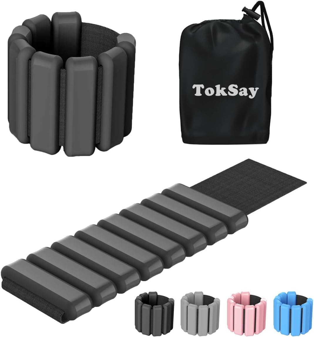 Wearable Wrist&Ankle Weights - (2Lb/Pair&4Lb/Pair),Silicone Bracelet Wrist Bangles for Men Women,Workout Resistance Weights for Exercise,Jogging,Yoga,Gym,Strength Training