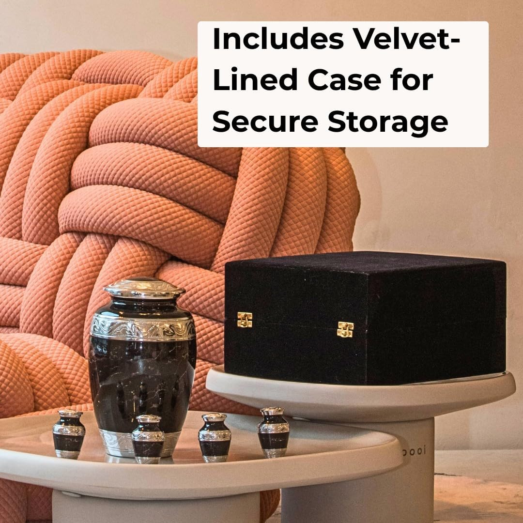 GR8 Great Keepsakes Black Marble Urn with 4 Small Urns for Cremation Ashes Keepsake - Urns for Adult Male, Urns for Human Ashes Adult Female, Decorative Urns, Urn, Cremation Urn Human Ashes, Urns image number 6