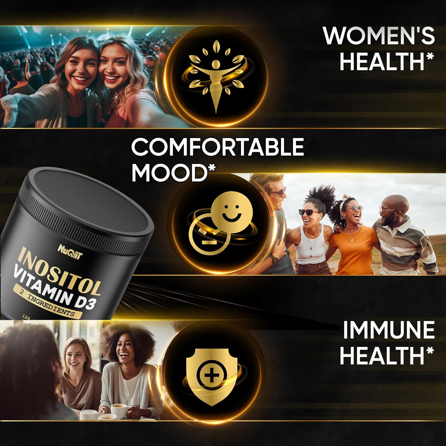 Inositol Supplement 1000Mg with Vitamin D3 5000 IU 625% -120 Capsules for 2-Month Supply image number 1