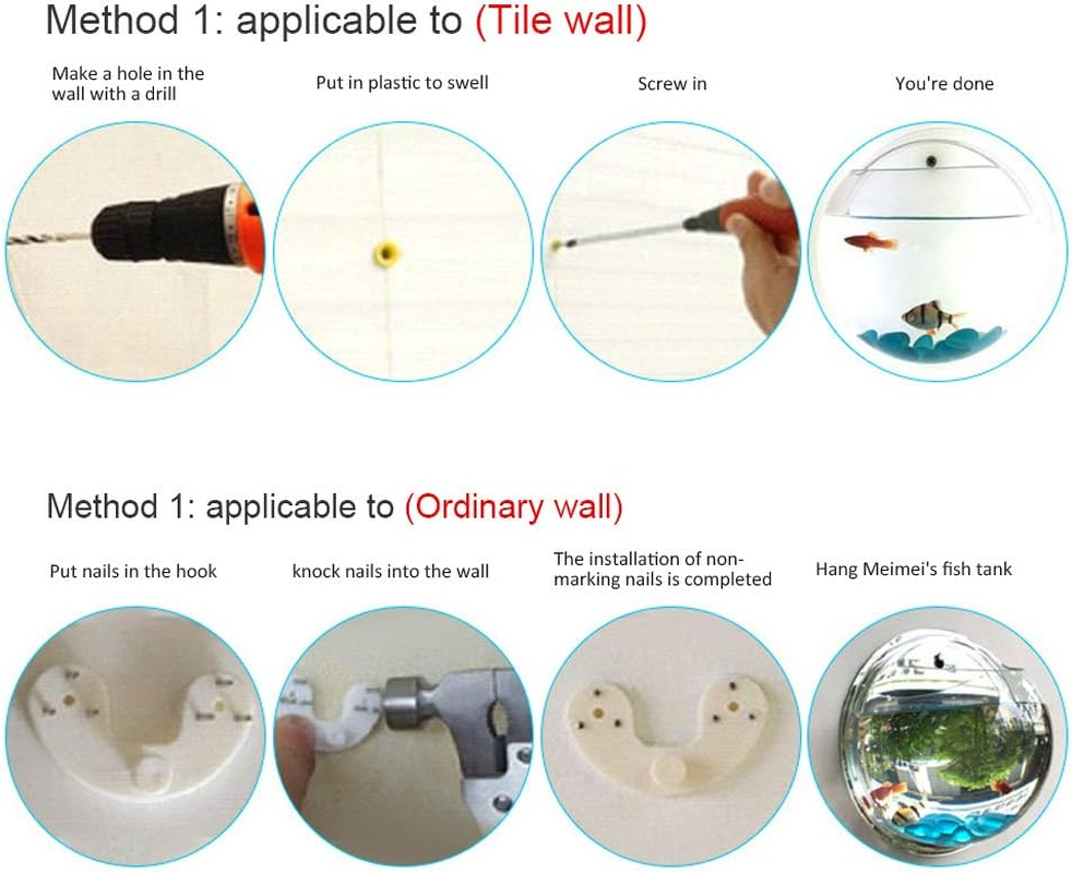 Fish Bowl, Acrylic Wall Hanging Fish Goldfish Bowl for Fish, Flower, Potted Plants, Small Items (Assorted Color) image number 1