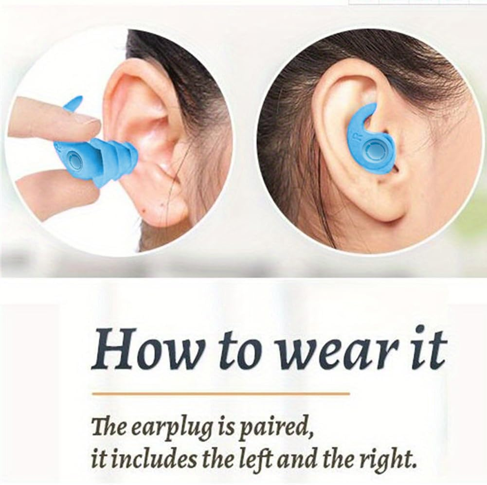 3 Pairs Reusable Ear Plugs for Swimming for Bathing, Surfing, Swimming, Kayaking and Other Watersports(Green,Blue, Black) image number 5