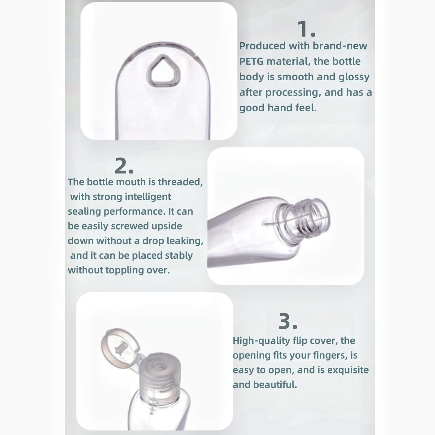 5 PCS Travel Plastic Clear Hook Bottles 50Ml/2Oz Portable Leakproof Squeeze Small Bottles with Flip Cap Refillable Empty Containers for Lotion Soap Toiletry, Clear，Refillable Empty Containers image number 5