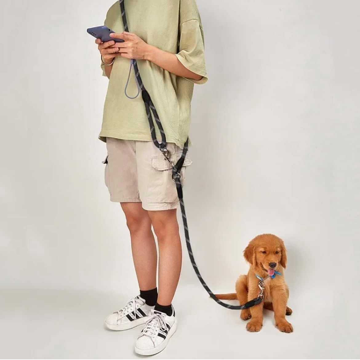 Hands Free Dog Leash, Rope Crossbody Dog Leash Reflective for Large Medium & Small Dogs Walking, Jogging and Running (2.4M, Black) image number 3