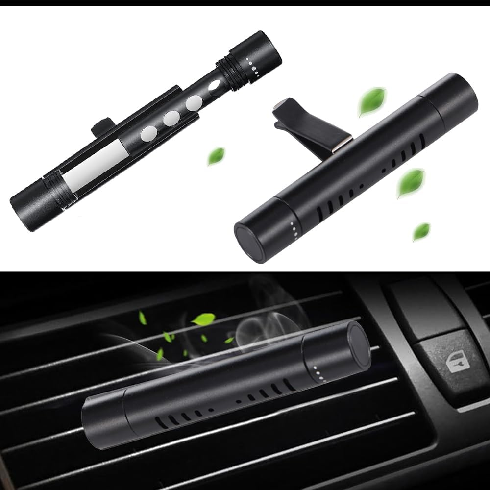 2Pcs Car Air Freshener Diffuser Vent Clips - Car Perfume Diffuser with 12 Refill Sticks for Cars, Office, Kitchen, Bathroom & Pet Houses,Car Decoration Accessories