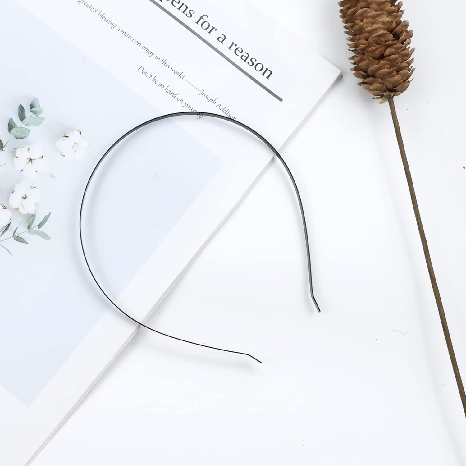 Cinaci 30 Pack 5MM /0.2 Inch Wide Thin Blank Plain Smooth Metal Base DIY Headbands Hair Bands for Women Men Girls Hair Accessories Craft Silver Gold Black (Black) - Silver image number 3