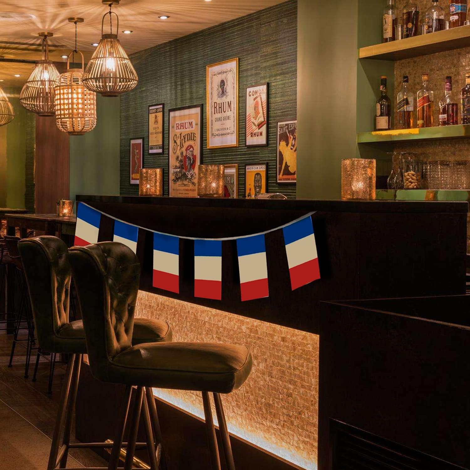 Anley France String Flag Pennant Banners, Patriotic Events 14Th of July French Bastille Day Decoration Sports Bars - 33 Feet 38 Flags image number 5