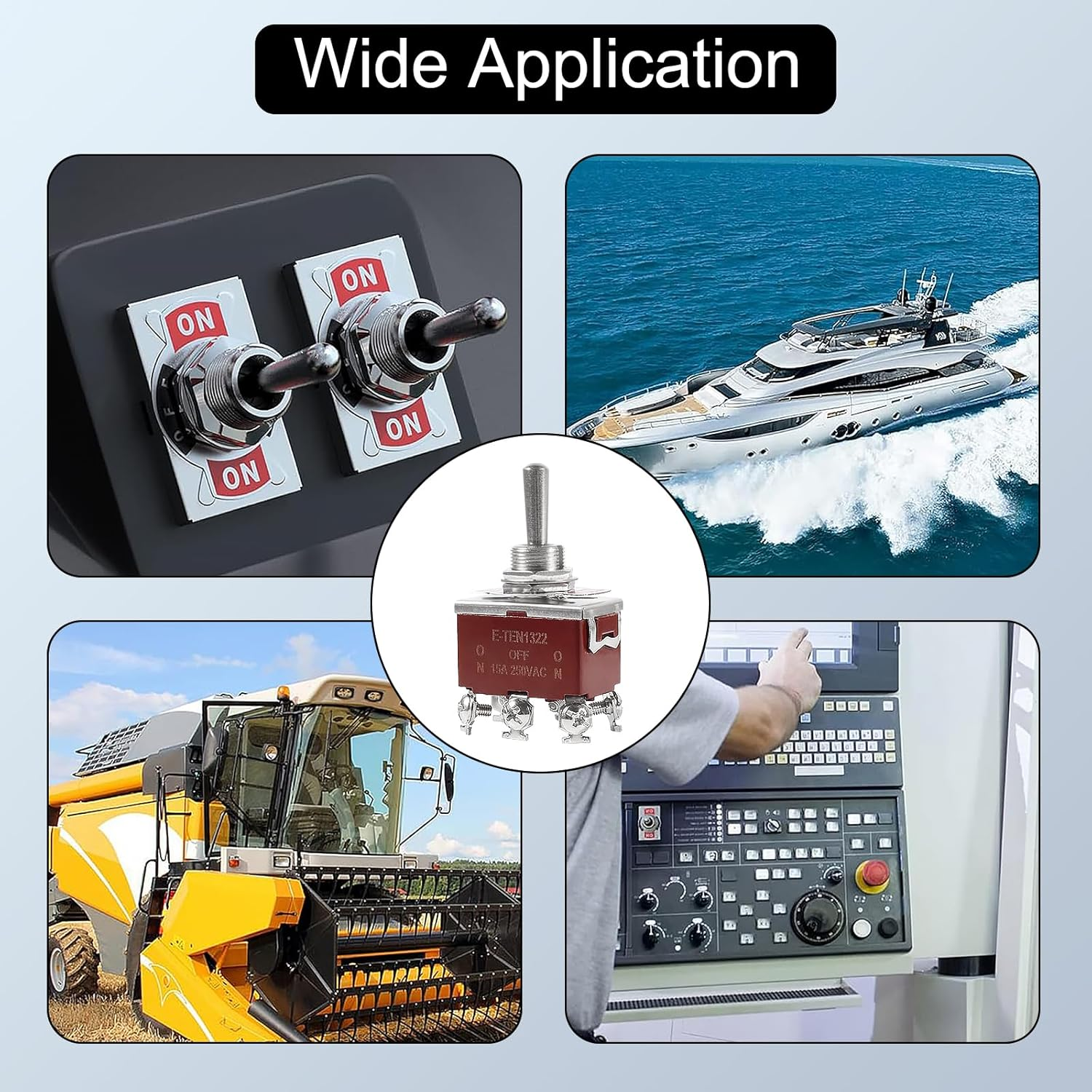 Waterproof Toggle Switch on off 2 Pin SPST DC 12V 30A Marine Toggle Switchat for Car Auto Truck Boat - 5 Pack (（On）-Off-（On）) image number 3