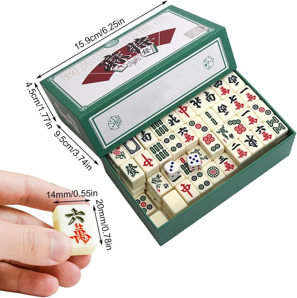 Mini Mahjong Set - Portable Traditional Chinese Board Game with 144 Stones for Family Travel and Tabletop image number 2