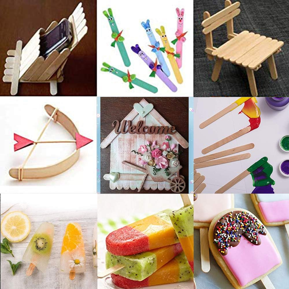 300Pcs Popsicle Sticks, Betterjonny 11Cm Natural Wood Craft Sticks Long Ice Cream Sticks Waxing Sticks for Home School Arts,Craft Garden Label,Classroom Supplies image number 5