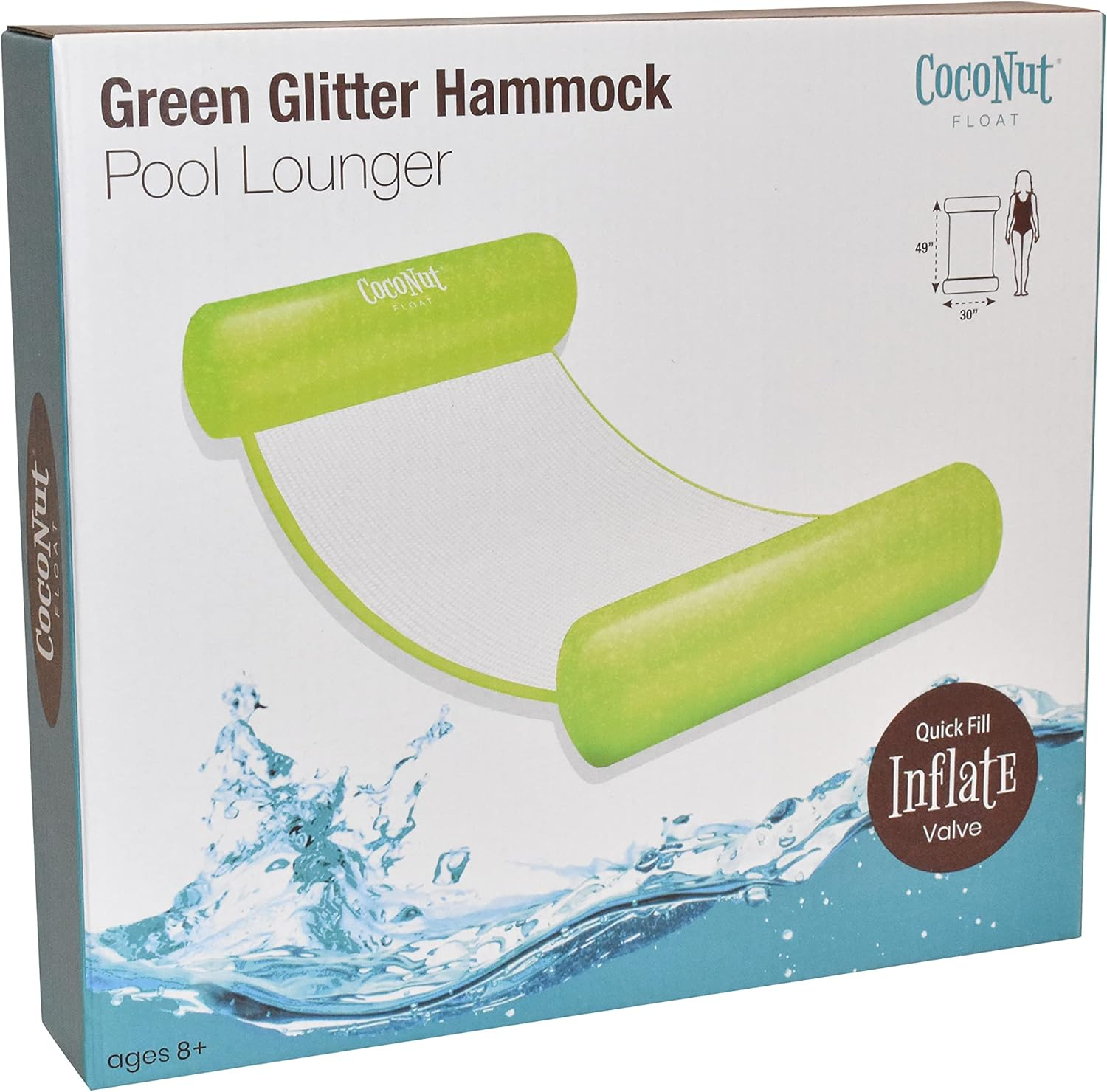 Coconut Float Glitter Hammock Pool Loungers - Adult Size Multi-Purpose Inflatable Drifter, Exercise Saddle & Lounge Chair - Versatile Ride-On for Summer & Swim Parties image number 2