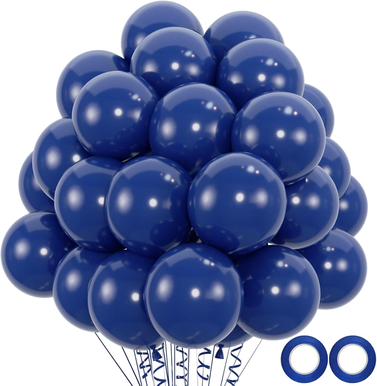 100Pcs Multi Color Balloons, 12 Inch Colored Latex Party Balloons Helium Quality for Gender Reveal, Birthday Party, Baby Shower,Wedding,Christmas Party Decoration (With 2 Ribbons) - Blue image number 5