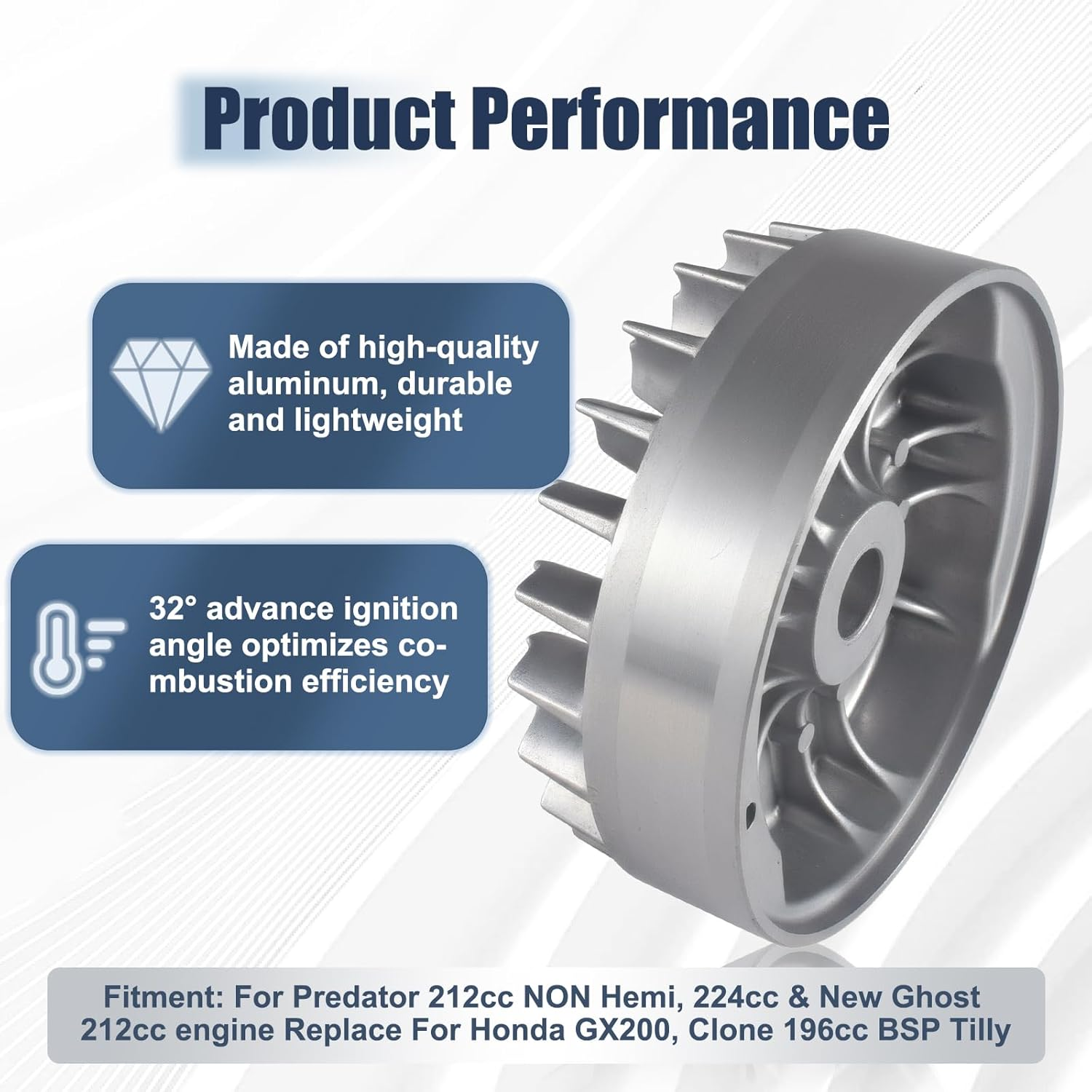 Flywheel 10Krpm for Predator 212Cc 196Cc 224Cc Nonhemi Cast,Fit Honda GX200,69730 69736 Aluminum image number 5