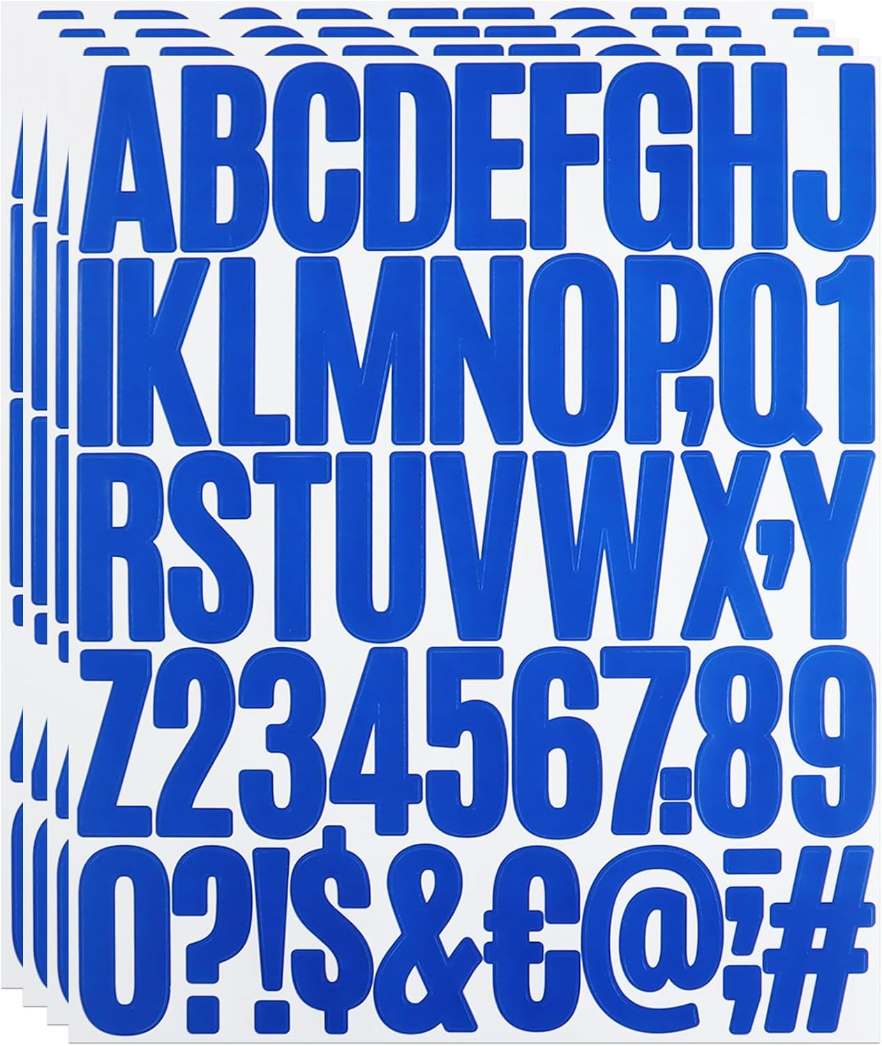 2 Inch Sticky Vinyl Letter Number Stickers, 4 Sheets Self Adhesive Stick on Alphabet Symbol Sticker for Scrapbook, Bottle Decor - Light Blue